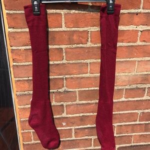 Thigh high maroon socks